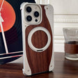 For iPhone 16 Pro Walnut Metal Frameless 360 Degree Rotation Holder MagSafe Phone Case(Silver) - free shipping - PMC TechLife - Order now!