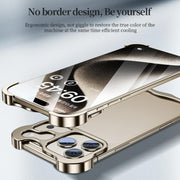 For iPhone 17 Pro Frameless Metal Corner Pad Phone Case with Lens Film(Black)