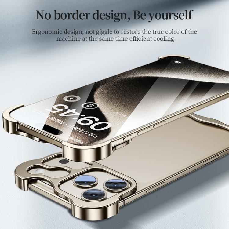 For iPhone 17 Pro Frameless Metal Corner Pad Phone Case with Lens Film(Black)