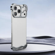 For iPhone 17 Pro Frameless Metal Corner Pad Phone Case with Lens Film(Grey)
