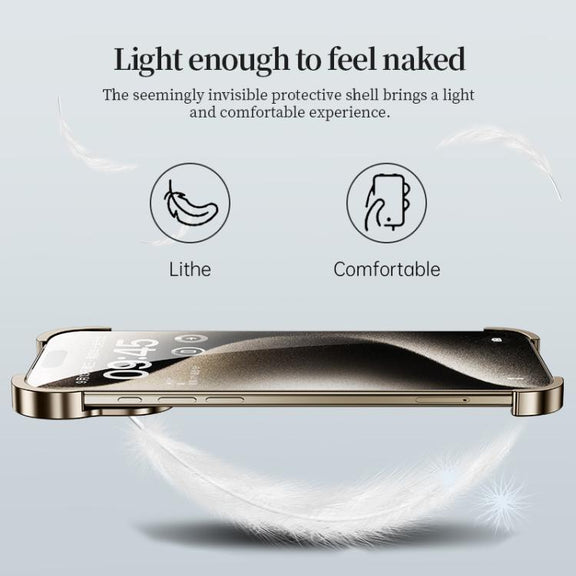 For iPhone 17 Pro Frameless Metal Corner Pad Phone Case with Lens Film(Titanium)