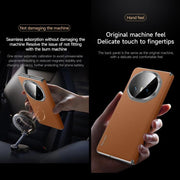 For Honor Magic V5 SULADA Frameless Top Layer Cowhide Leather PC Phone Case(Red)