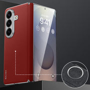 For Samsung Galaxy Z Fold7 5G SULADA Frameless Top Layer Cowhide Leather PC Phone Case(Red)