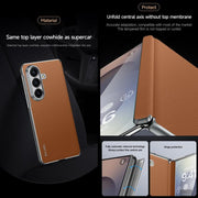 For Samsung Galaxy Z Fold7 5G SULADA Frameless Top Layer Cowhide Leather PC Phone Case(Red)