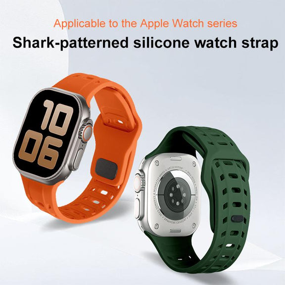For Apple Watch 46mm / 49mm / 45mm / 44mm Shark Texture Holes Silicone Watch Band(Red)