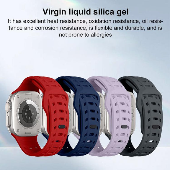 For Apple Watch 46mm / 49mm / 45mm / 44mm Shark Texture Holes Silicone Watch Band(Red)