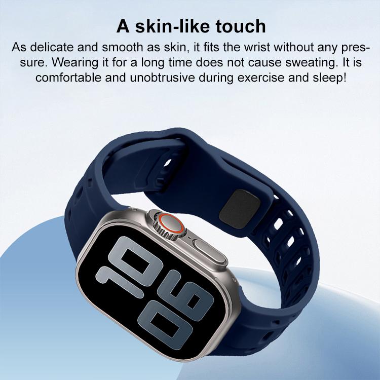For Apple Watch 46mm / 49mm / 45mm / 44mm Shark Texture Holes Silicone Watch Band(White)
