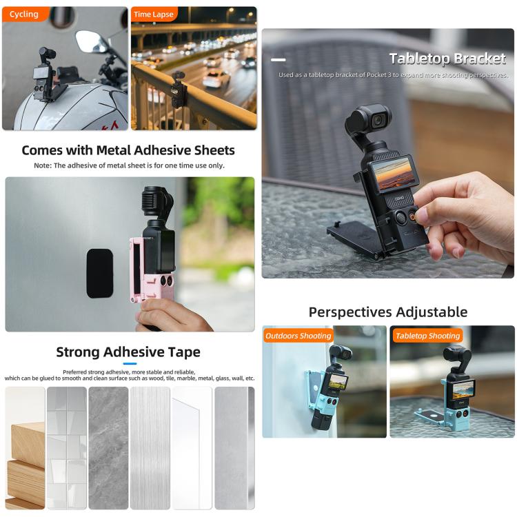 For DJI OSMO Pocket 3 Sunnylife Magnetic Mount 1/4 Adapter Cold Shoe Tabletop Base Bracket Angles Adjustable Multi Expansion Mount(Orange)