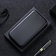 For DOOGEE N20 Pro Carbon Fiber Texture Horizontal Flip TPU + PC + PU Leather Case with Card Slot(Black)