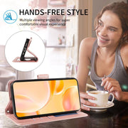 For Motorola Edge 50 Neo 5G Embossed Heart Dog RFID Blocking Wallet Leather Phone Case(Rose Gold)