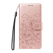 For Motorola Edge 60 Fusion 5G / 60 Pro Embossed Heart Dog RFID Blocking Wallet Leather Phone Case(Rose Gold)