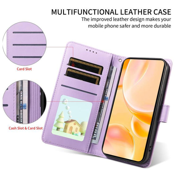 For Motorola Moto G04 / G24 / E14 Embossed Heart Dog RFID Blocking Wallet Leather Phone Case(Purple)