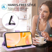 For Motorola Moto G04 / G24 / E14 Embossed Heart Dog RFID Blocking Wallet Leather Phone Case(Purple)