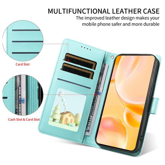 For Motorola Moto G35 5G Embossed Heart Dog RFID Blocking Wallet Leather Phone Case(Green)
