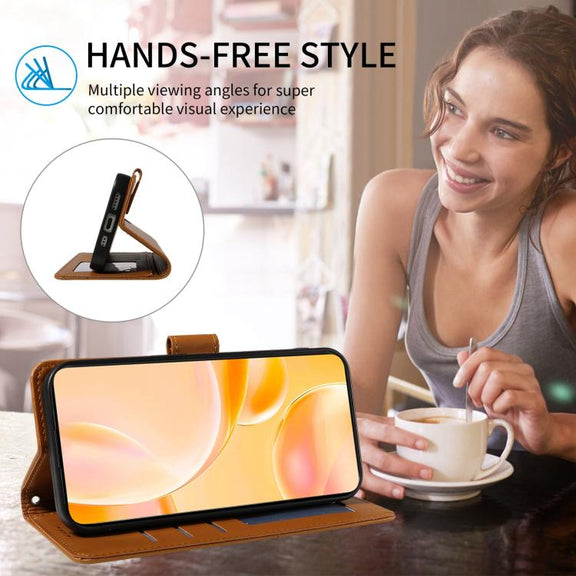 For Motorola Moto G35 5G Embossed Heart Dog RFID Blocking Wallet Leather Phone Case(Brown)