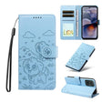 For Motorola Moto G55 5G Embossed Heart Dog RFID Blocking Wallet Leather Phone Case(Sky Blue) - free shipping - PMC TechLife - Order now!