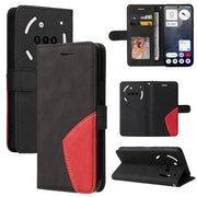 For Nothing Phone 3A Dual-color Splicing Flip Leather Phone Case(Black)