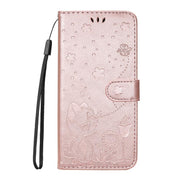 For Nothing Phone 3 Cat and Bee Embossed Flip Leather Phone Case(Rose Gold)