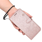 For Nothing Phone 3 Cat and Bee Embossed Flip Leather Phone Case(Rose Gold)