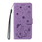 For Nothing Phone 3 Cat and Bee Embossed Flip Leather Phone Case(Purple)