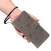 For Huawei Pura 80 Pro 5G Cat and Bee Embossed Flip Leather Phone Case(Grey)