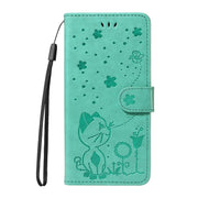 For Huawei Pura 80 Pro 5G Cat and Bee Embossed Flip Leather Phone Case(Green)