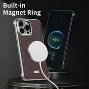 For iPhone 15 Pro Max J TRIBE Metal Frameless Plain Leather MagSafe Phone Case(Black)