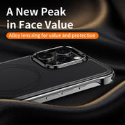 For iPhone 15 J TRIBE Metal Frameless Plain Leather MagSafe Phone Case(Black)