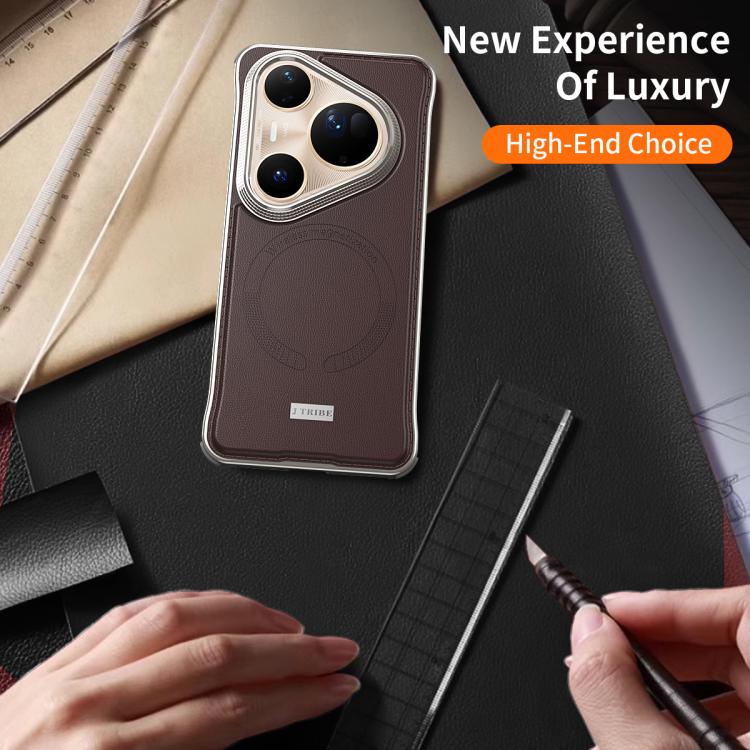 For Huawei Pura 80 5G J TRIBE Metal Frameless Plain Leather MagSafe Phone Case(Black)