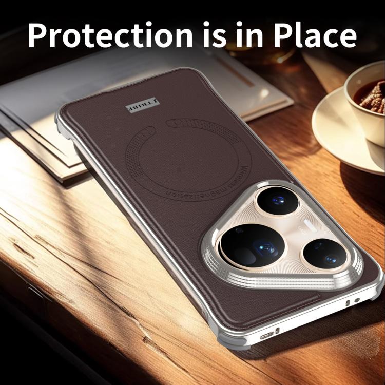 For Huawei Pura 80 5G J TRIBE Metal Frameless Plain Leather MagSafe Phone Case(Black)