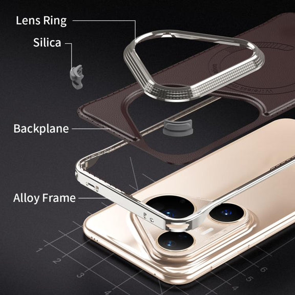 For Huawei Pura 80 Pro 5G J TRIBE Metal Frameless Plain Leather MagSafe Phone Case(Brown)