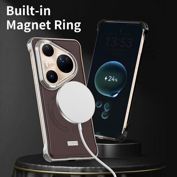 For Huawei Pura 80 Pro+ 5G J TRIBE Metal Frameless Plain Leather MagSafe Phone Case(Brown)
