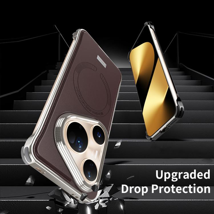 For Huawei Pura 80 Pro+ 5G J TRIBE Metal Frameless Plain Leather MagSafe Phone Case(Brown)