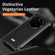 For Honor Magic7 J TRIBE Metal Frameless Plain Leather MagSafe Phone Case(Black)