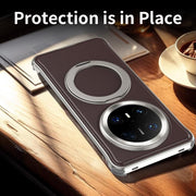 For Huawei Mate 60 Metal Frameless Plain Leather MagSafe Holder Phone Case(Brown)