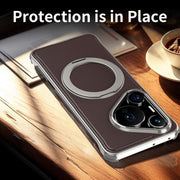 For Huawei Pura 70 Pro Metal Frameless Plain Leather MagSafe Holder Phone Case(Black)