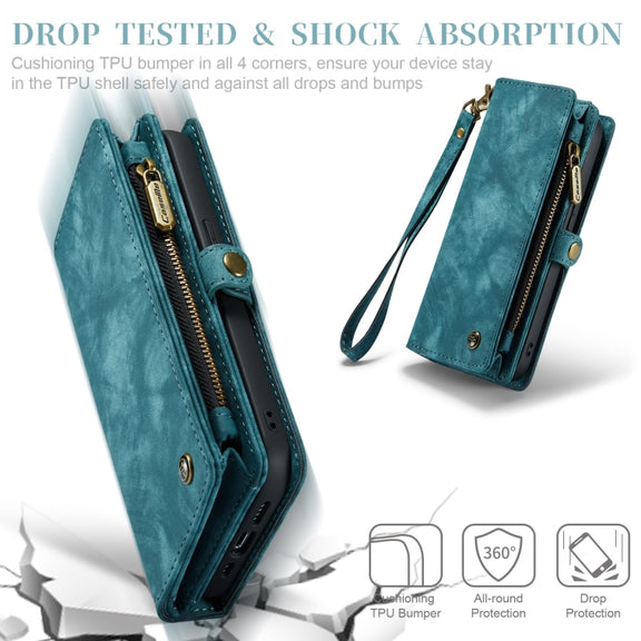 For iPhone 12 mini CaseMe-008 Detachable Multifunctional Wallet Leather Phone Case (Blue)