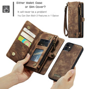 For iPhone 12 mini CaseMe-008 Detachable Multifunctional Wallet Leather Phone Case (Brown)