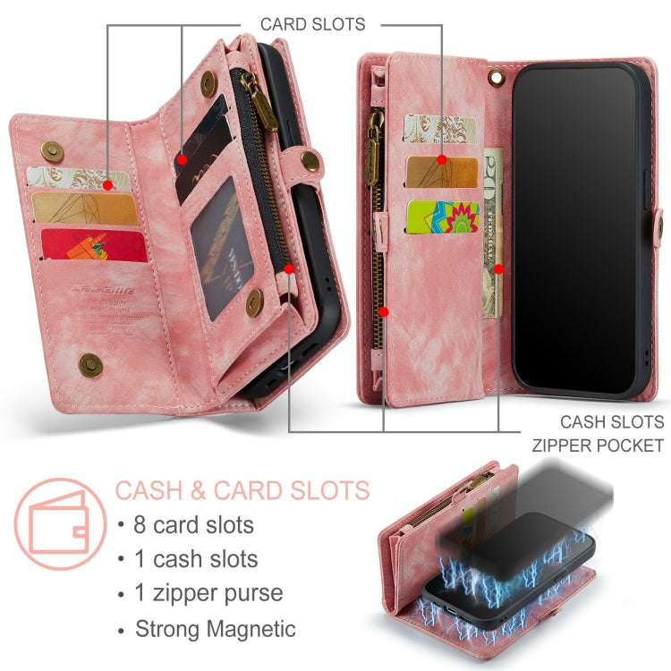 For iPhone 12 mini CaseMe-008 Detachable Multifunctional Wallet Leather Phone Case (Pink)