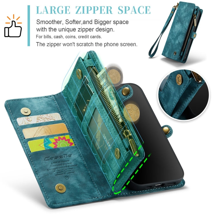 For iPhone 12 Pro Max CaseMe-008 Detachable Multifunctional Wallet Leather Phone Case (Blue)