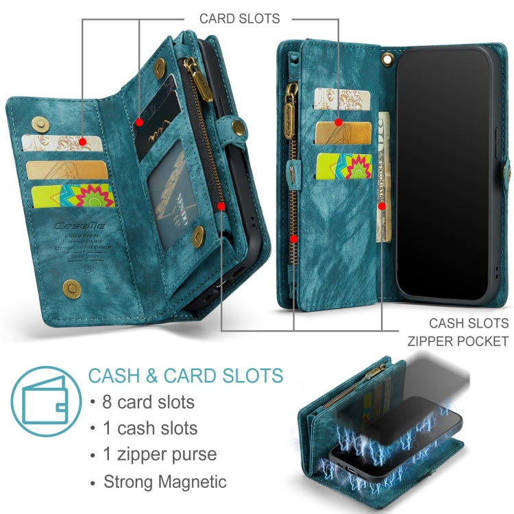 For iPhone 12 Pro Max CaseMe-008 Detachable Multifunctional Wallet Leather Phone Case (Blue)