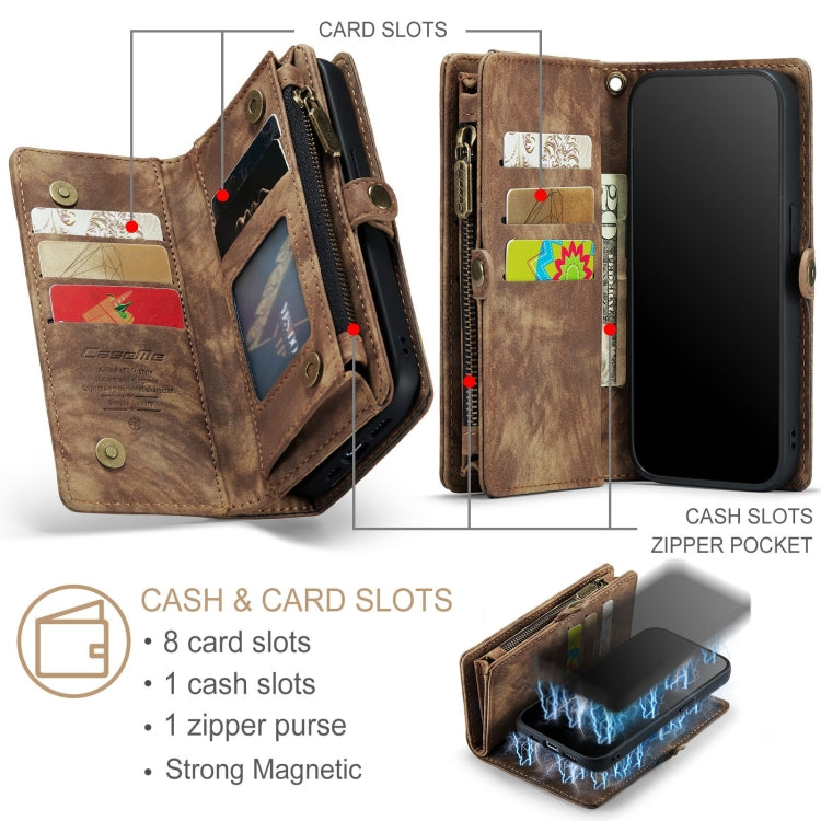 For iPhone 12 Pro Max CaseMe-008 Detachable Multifunctional Wallet Leather Phone Case (Brown)