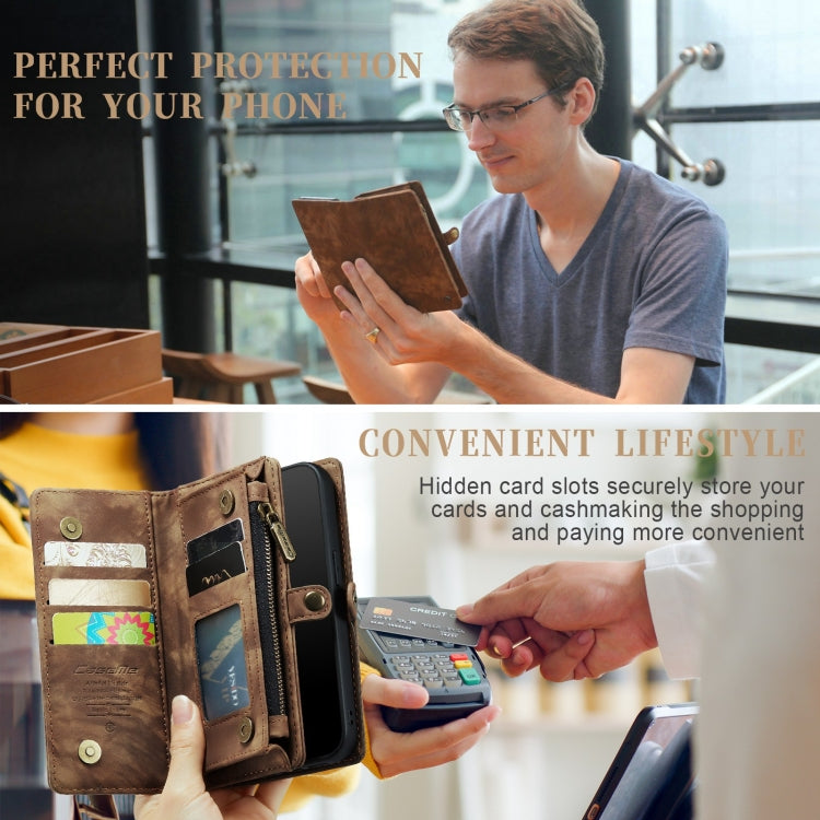 For iPhone 12 Pro Max CaseMe-008 Detachable Multifunctional Wallet Leather Phone Case (Brown)