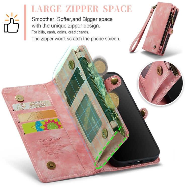 For iPhone 12 Pro Max CaseMe-008 Detachable Multifunctional Wallet Leather Phone Case (Pink)