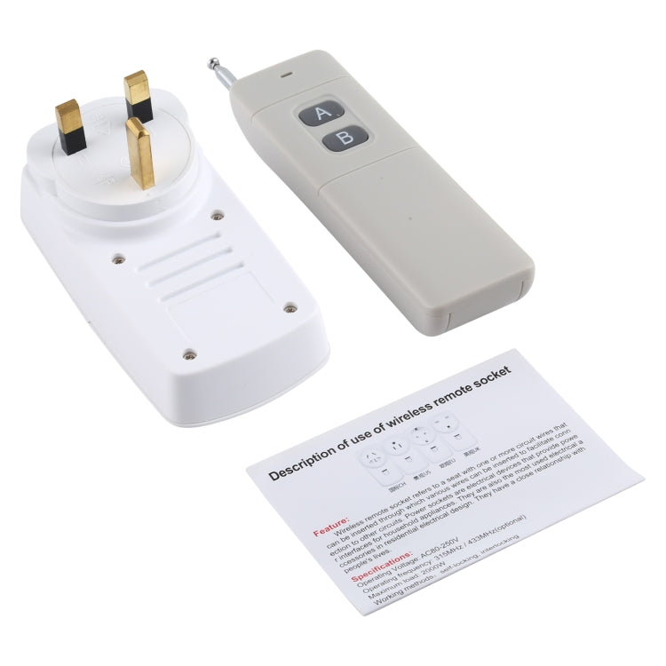 AK-DL220 220V Smart Wireless Remote Control Socket with Remote Control, Plug Type:UK Plug