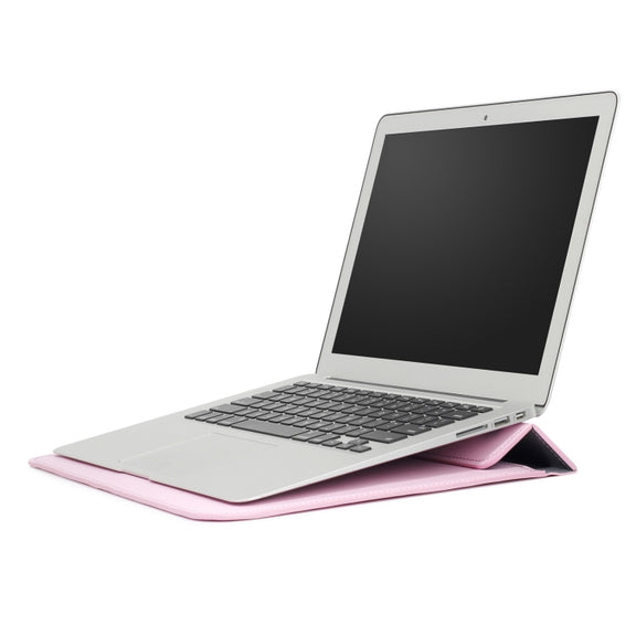 PU Leather Ultra-thin Envelope Bag Laptop Bag for MacBook Air / Pro 11 inch, with Stand Function(Pink)