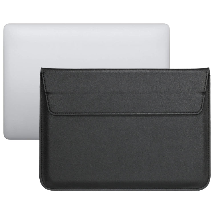 PU Leather Ultra-thin Envelope Bag Laptop Bag for MacBook Air / Pro 13 inch, with Stand Function(Black)