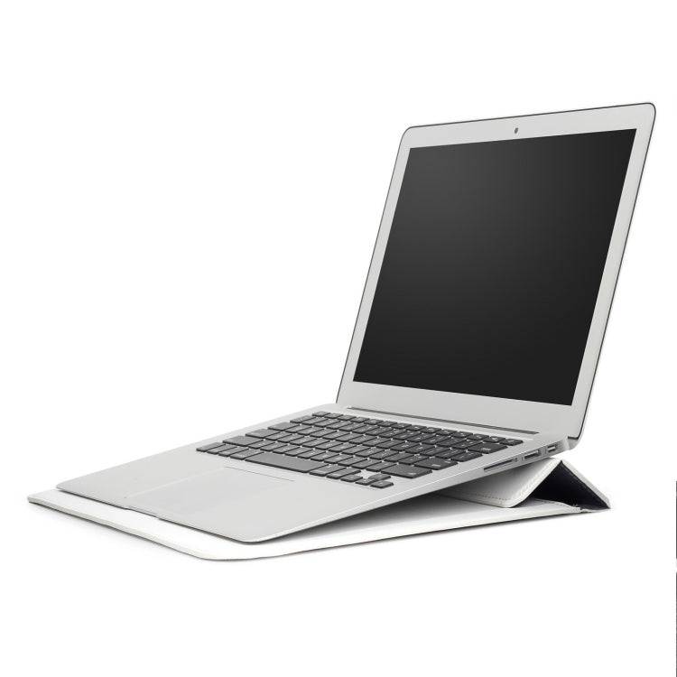 PU Leather Ultra-thin Envelope Bag Laptop Bag for MacBook Air / Pro 13 inch, with Stand Function(White)