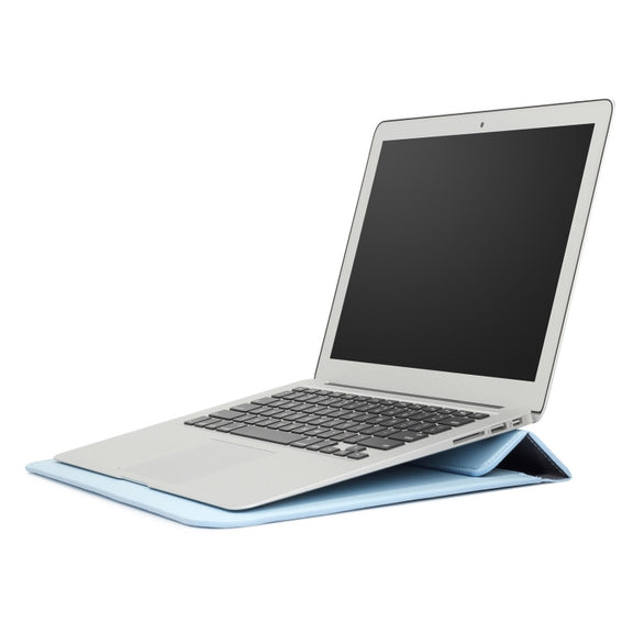 PU Leather Ultra-thin Envelope Bag Laptop Bag for MacBook Air / Pro 13 inch, with Stand Function(Sky Blue)