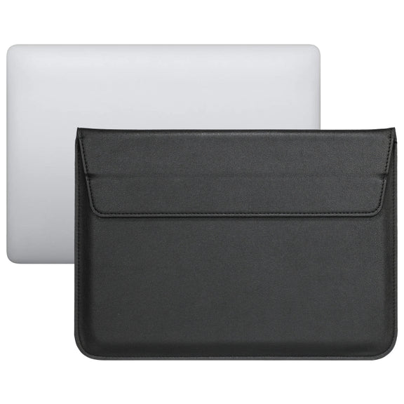 PU Leather Ultra-thin Envelope Bag Laptop Bag for MacBook Air / Pro 15 inch, with Stand Function(Black)